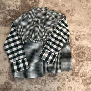 Green and white button down